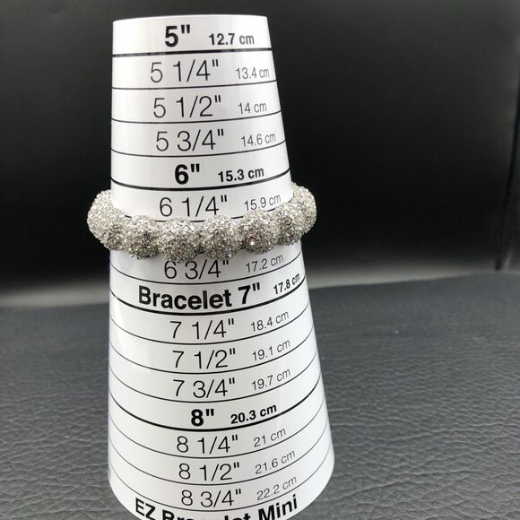 Rhinestone Stretch Bracelet Pave Crystal Snowball Bangle Adjustable 6.5 - 7.5 in - Picture 6 of 8